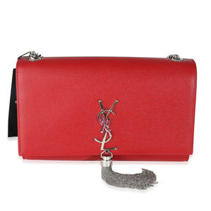 Saint Laurent Red Grain De Poudre Medium Kate Tassel Satchel